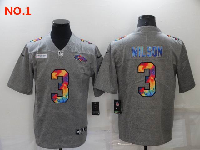 Men's Denver Broncos 3 3 Russell Wilson Jersey NO.1 ;